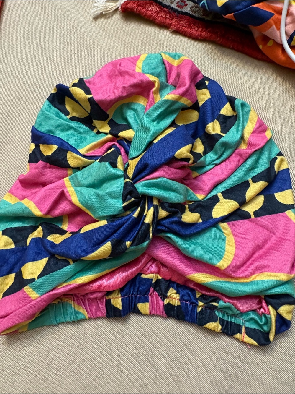 Sassy Jones Turban Headwrap in Pink/Teal/Blue